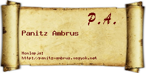 Panitz Ambrus névjegykártya